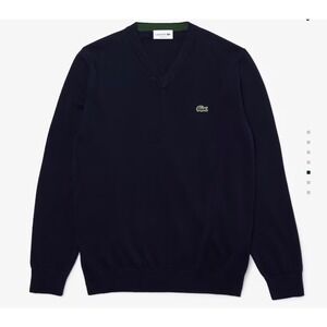 Lacoste Navy Blue V Neck Long Sleeve Sweater Men's US‎ XXL
